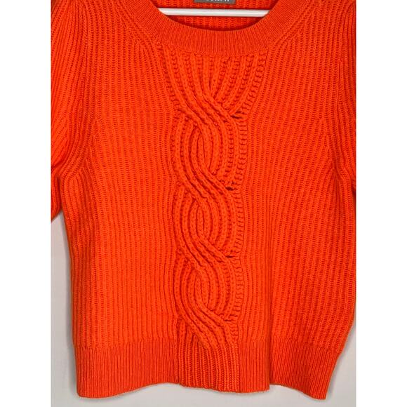J. Crew Short Sleeve Wool-Cashmere Blend Cable-Knit Crewneck Sweater Orange - Picture 4 of 9